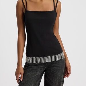 Express Black Camisole with Beaded Fringe